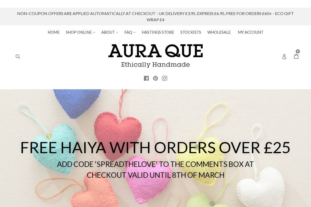 Auraque homepage screenshot