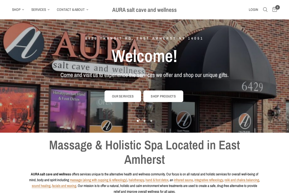 aurasaltcave.com homepage screenshot