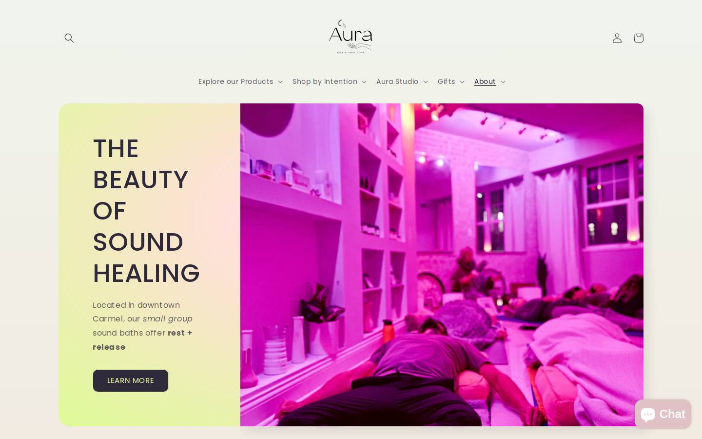 auraselfandsoulcare.com homepage screenshot