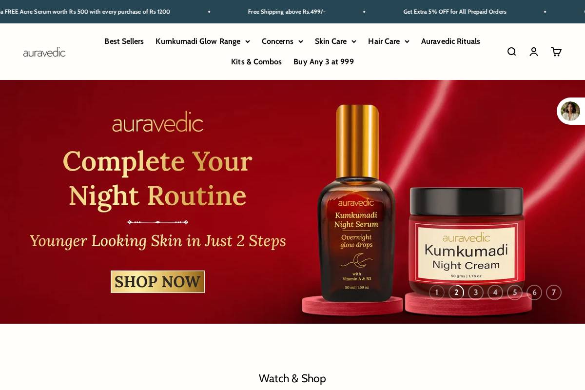 auravedic.com homepage screenshot