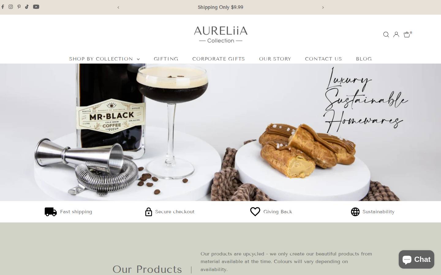 aureliiacollection.com homepage screenshot