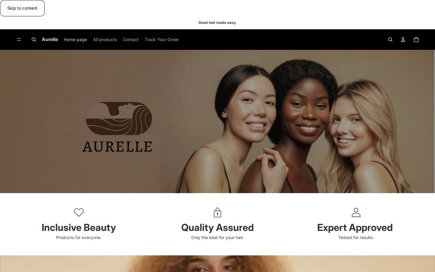 aurelle.co.za homepage screenshot