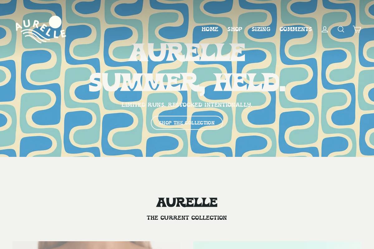 AURELLE Swimwear homepage screenshot