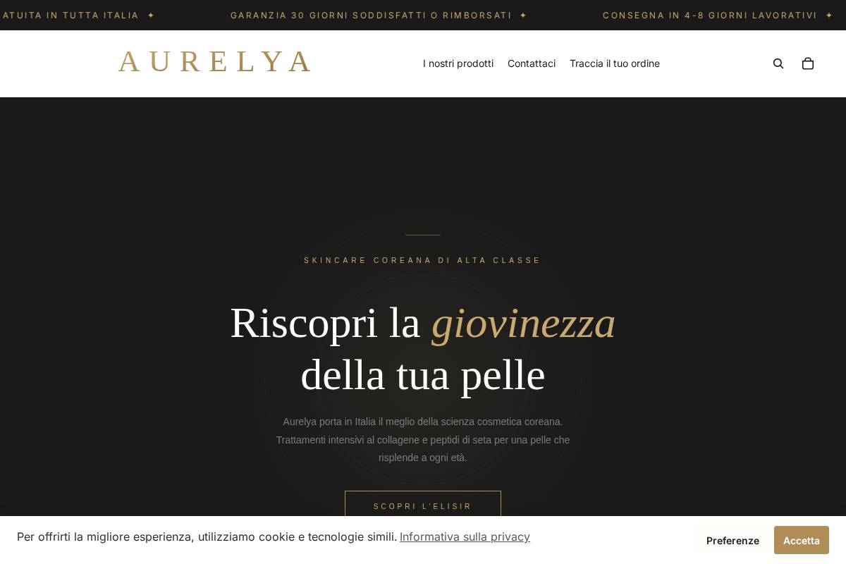 Aurelya homepage screenshot