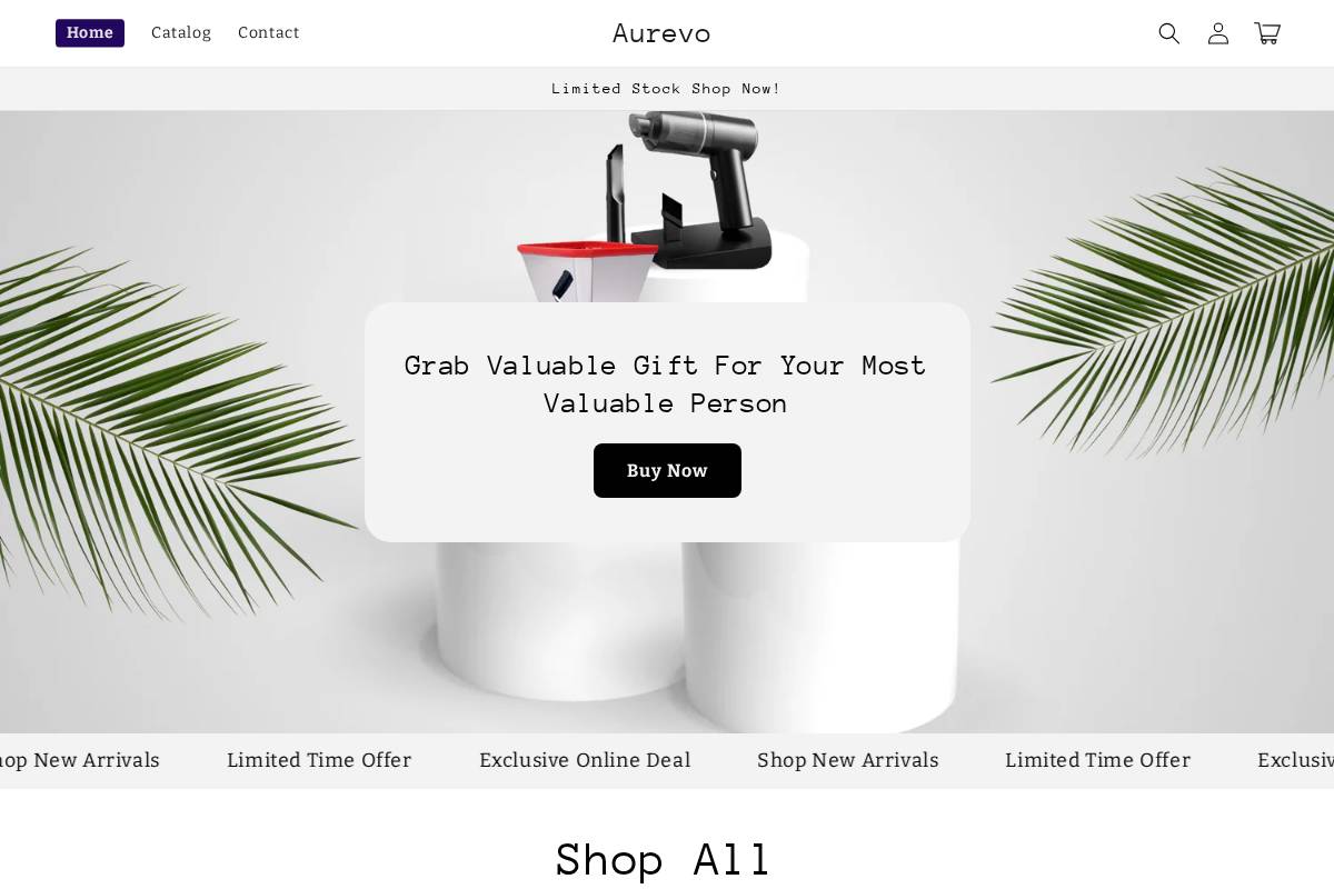 aurevostore.in homepage screenshot