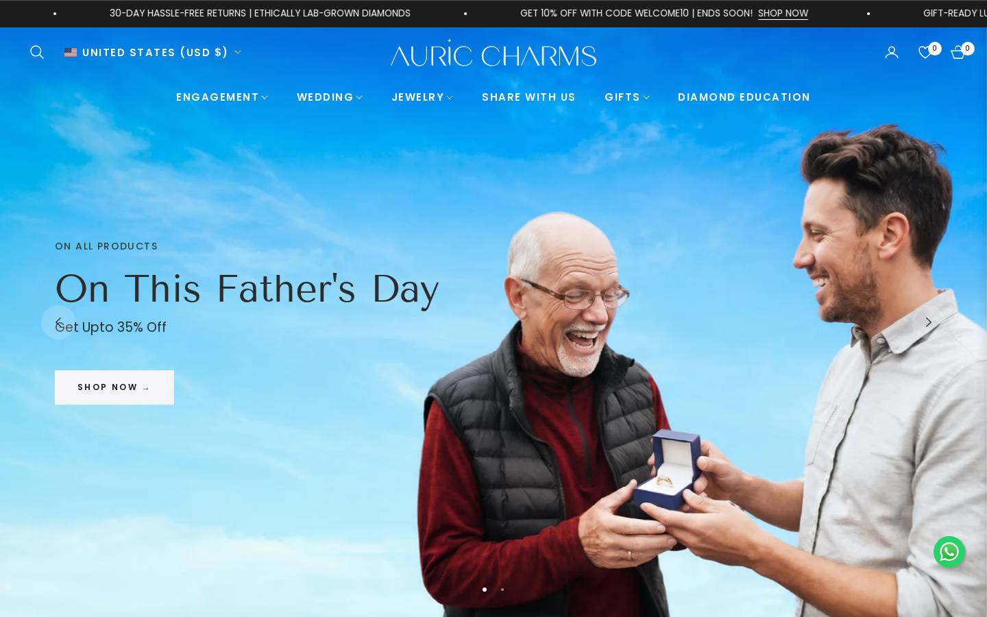auriccharms.com homepage screenshot
