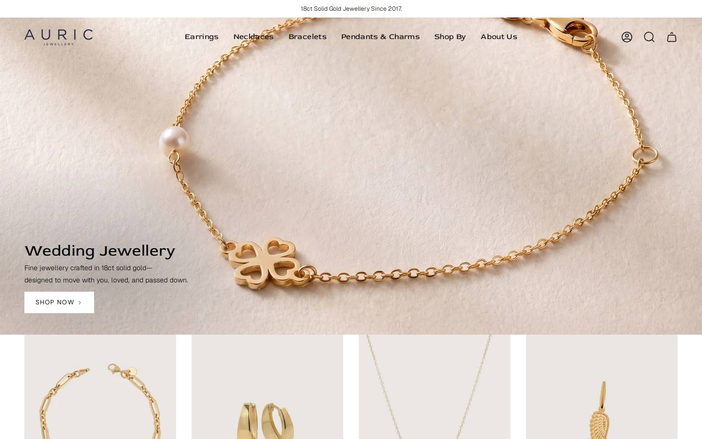 Auric Jewellery homepage screenshot