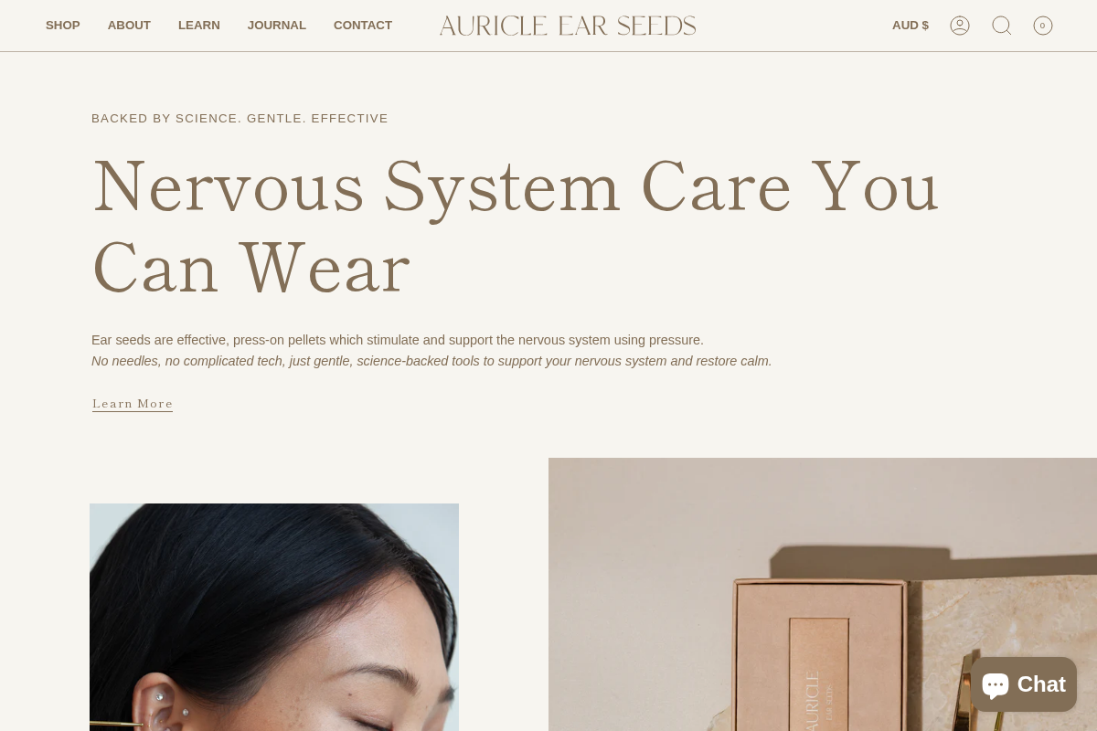 Auricle Ear Seeds homepage screenshot