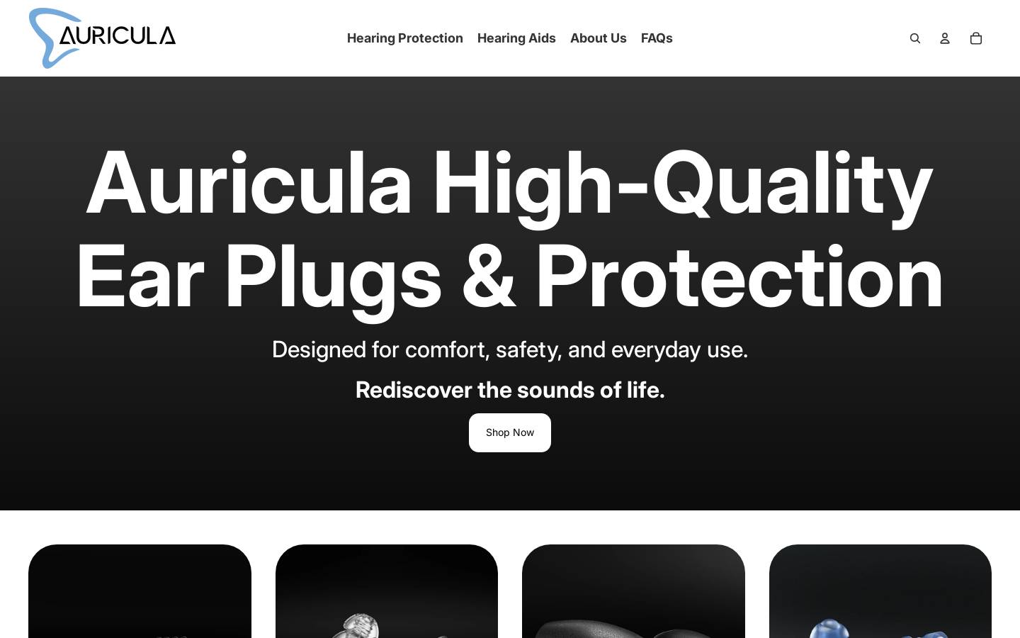 auriculahearing.com homepage screenshot