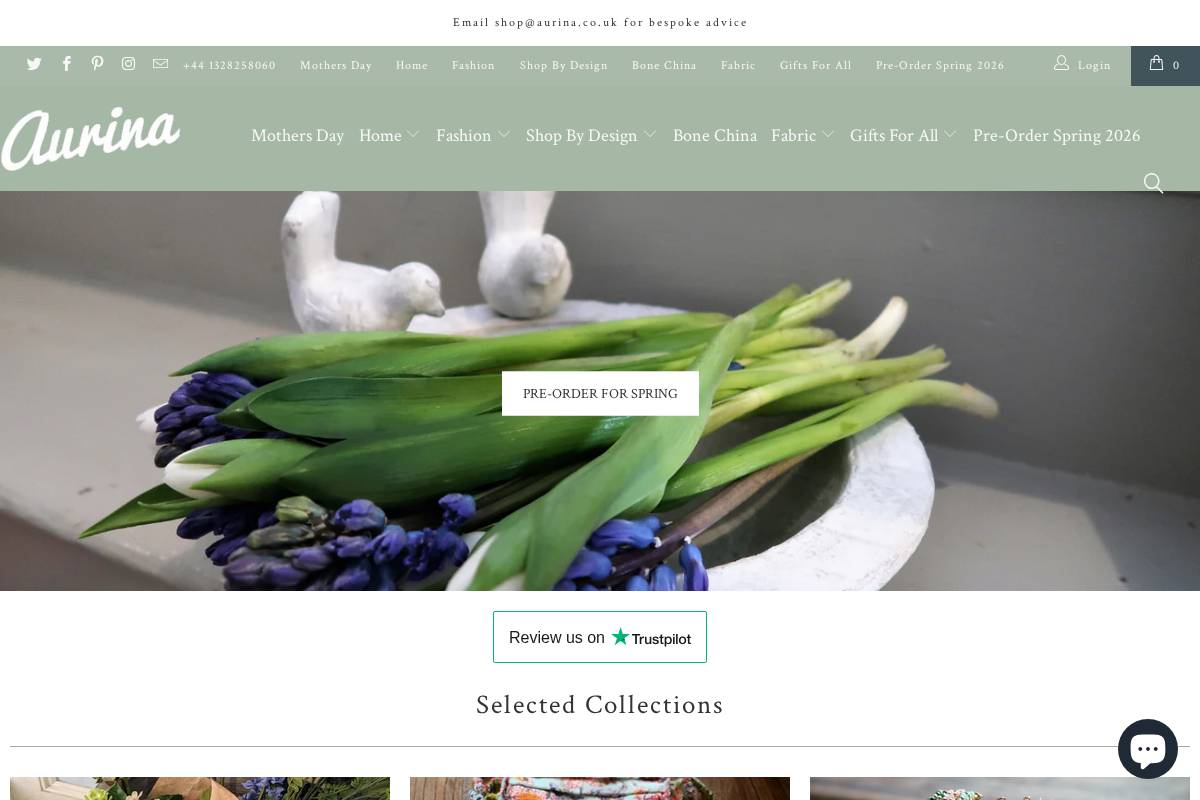 Aurina homepage screenshot