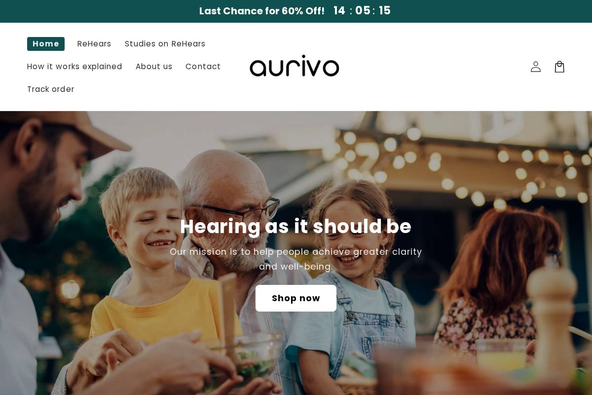 Aurivo homepage screenshot
