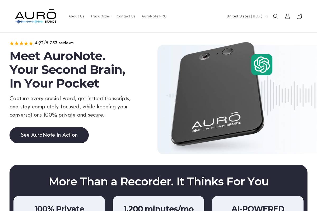 Aurobrands homepage screenshot