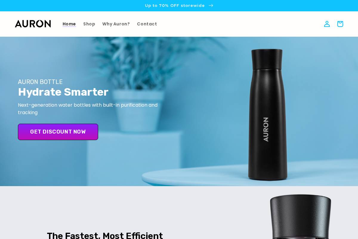auronbottle.com homepage screenshot
