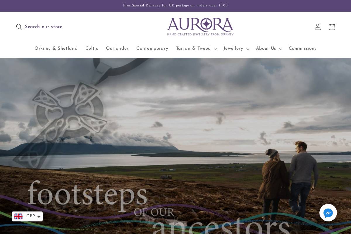 aurora-jewellery.com homepage screenshot