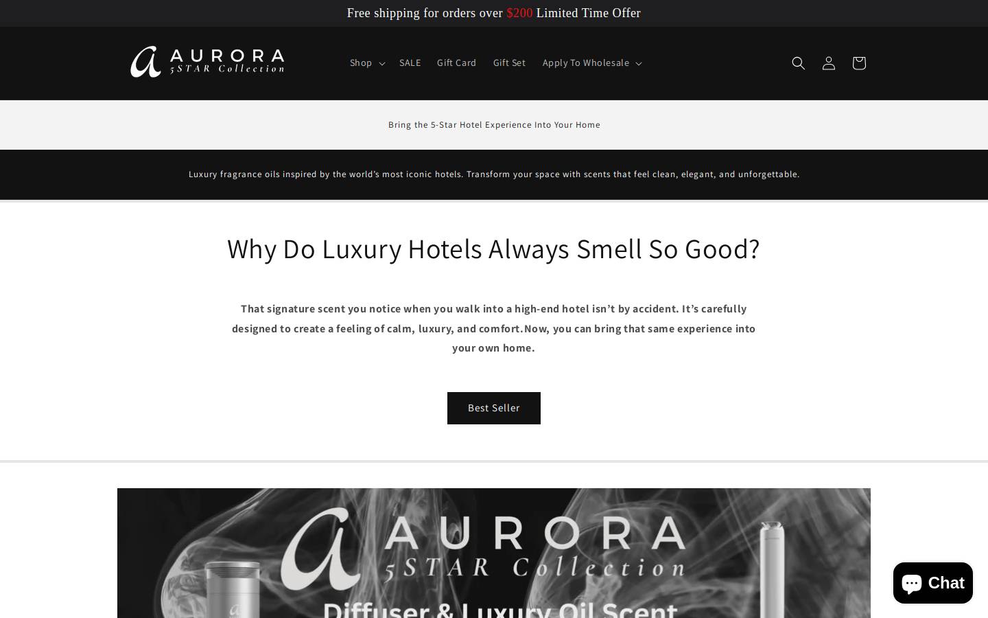 aurora5starcollection.com homepage screenshot