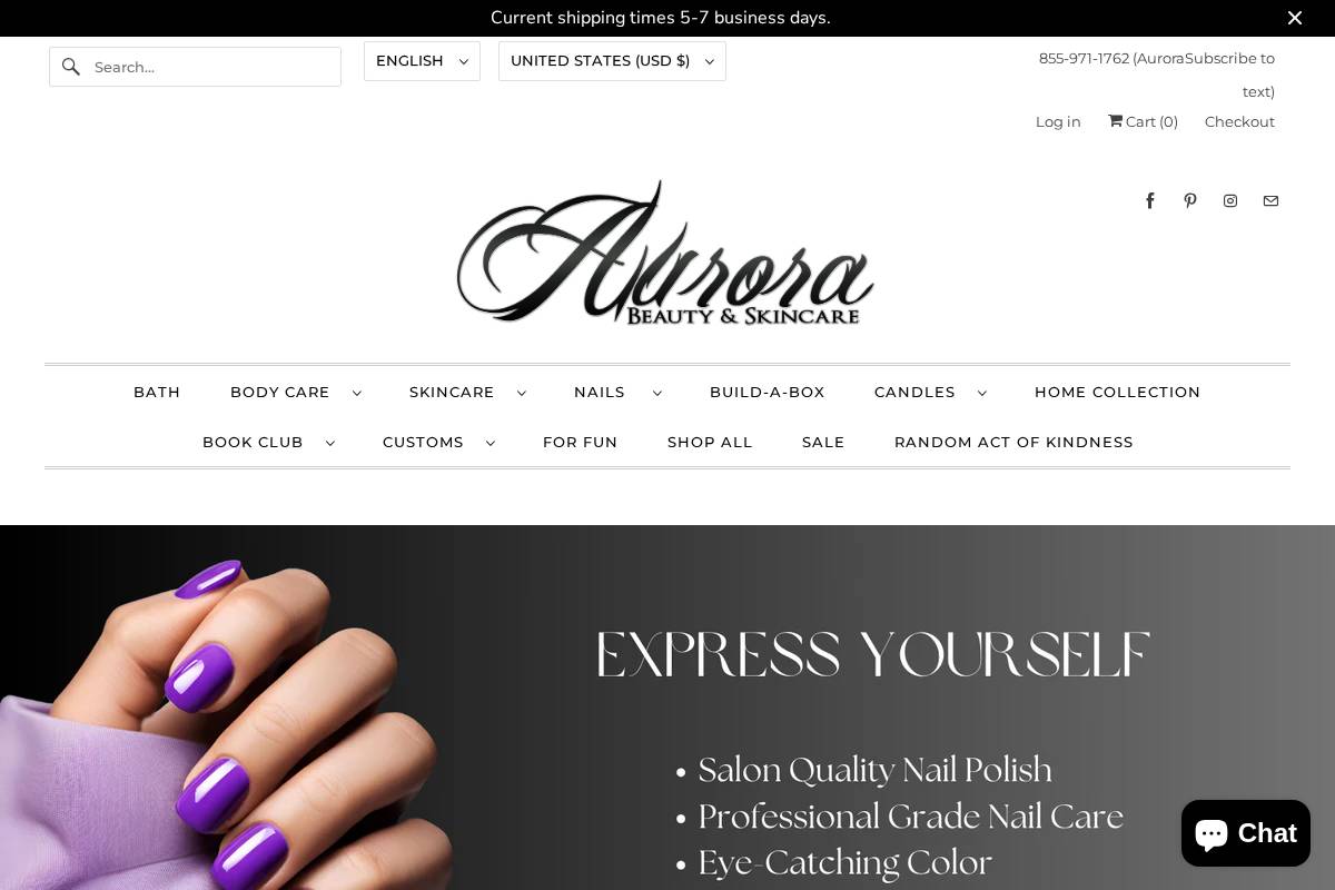 aurorabeauty.store homepage screenshot