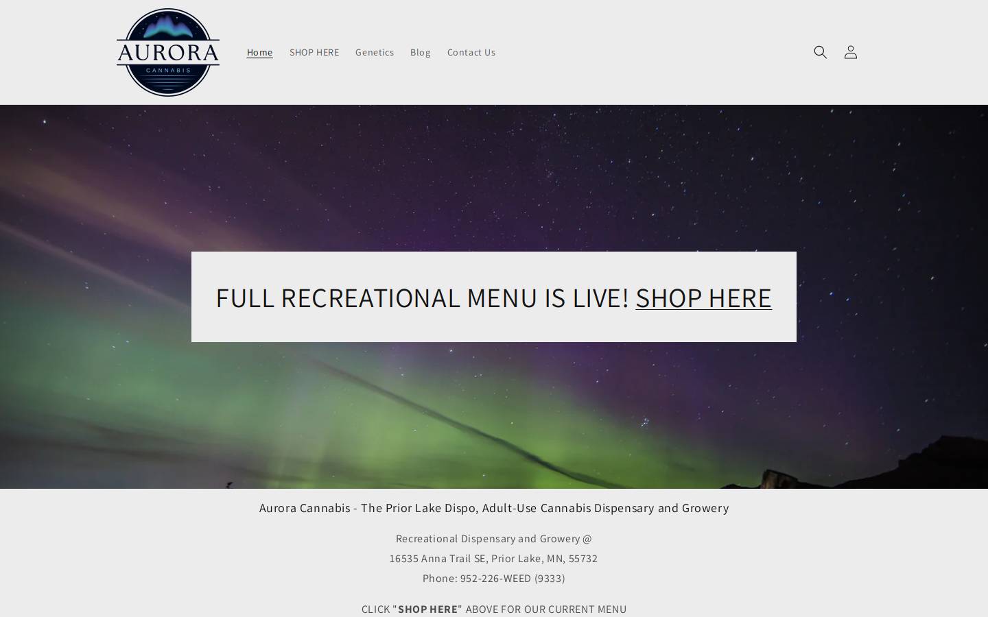 auroracannabismn.com homepage screenshot