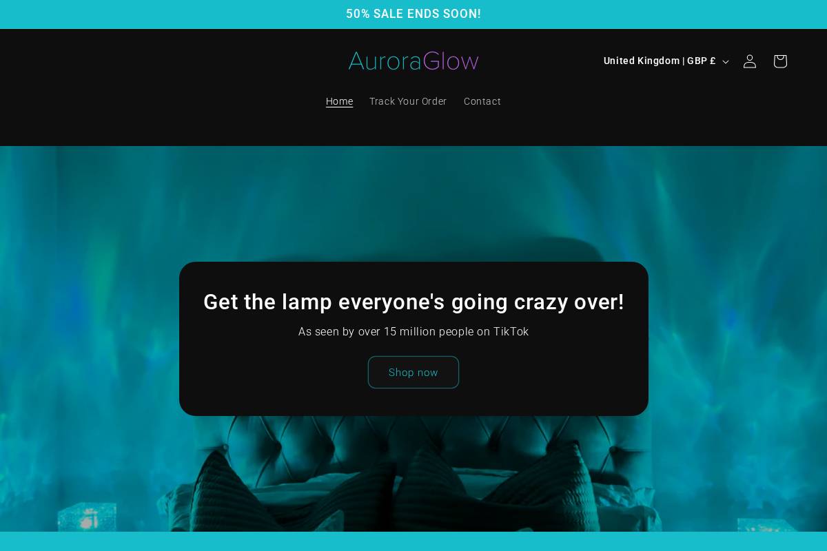 auroraglowlamp.com homepage screenshot