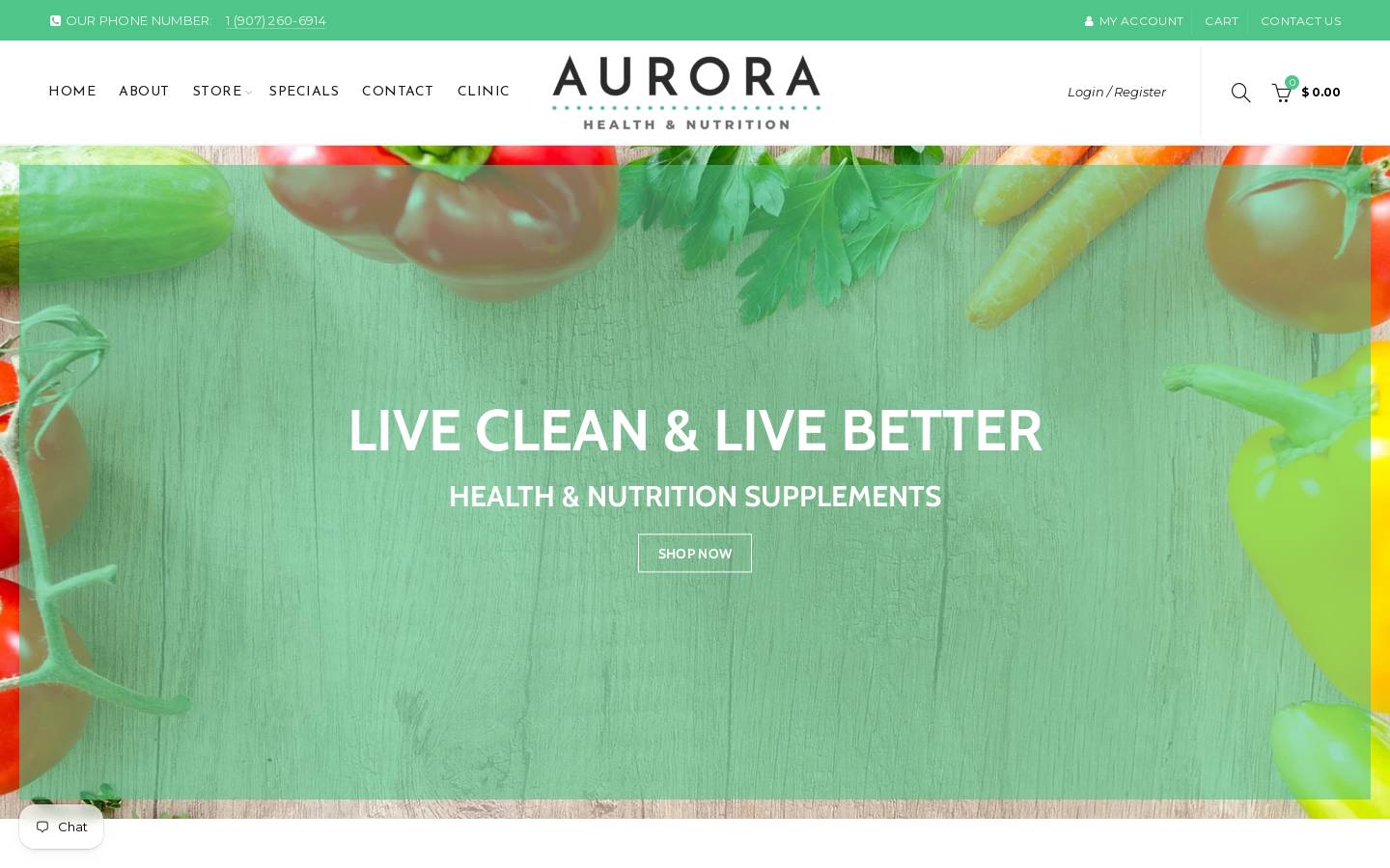 aurorahealthandnutrition.com homepage screenshot