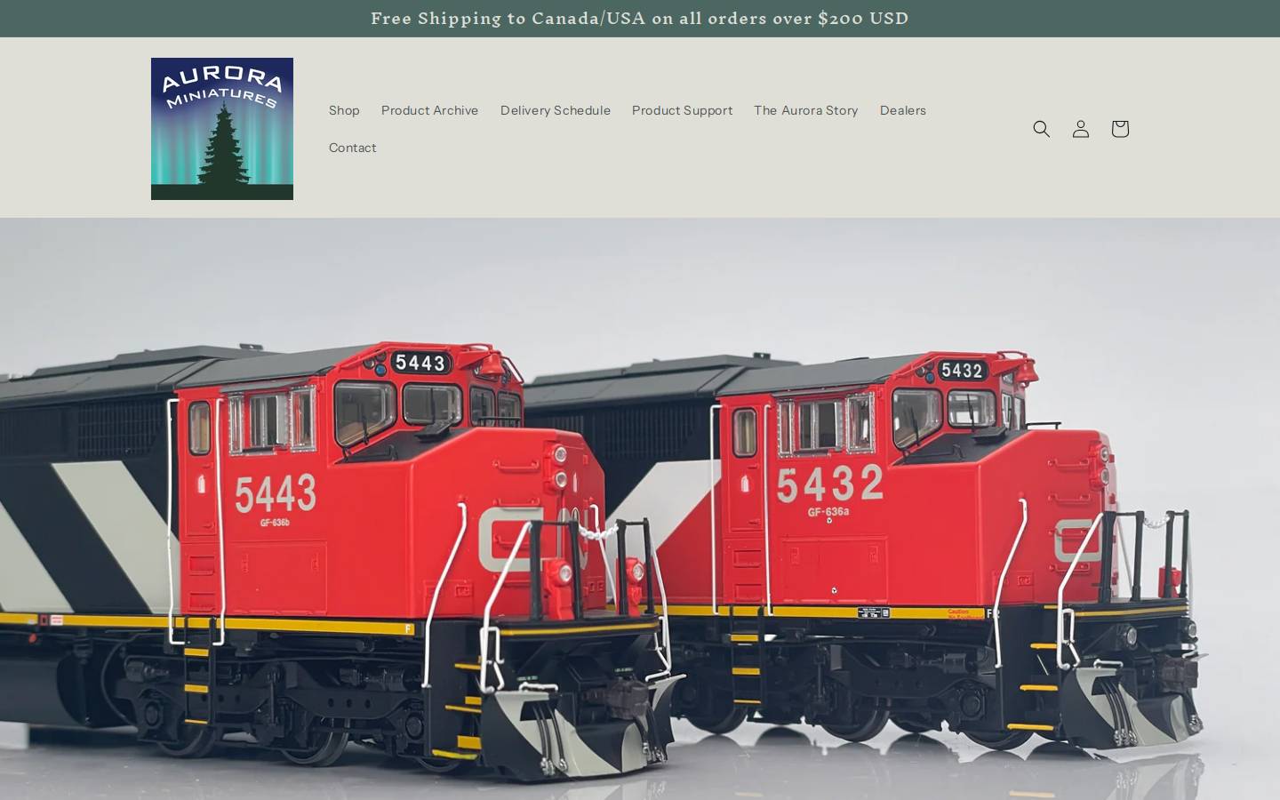 auroraminiatures.com homepage screenshot