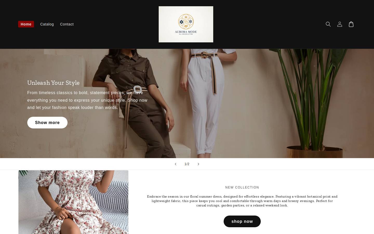 auroramode.shop homepage screenshot