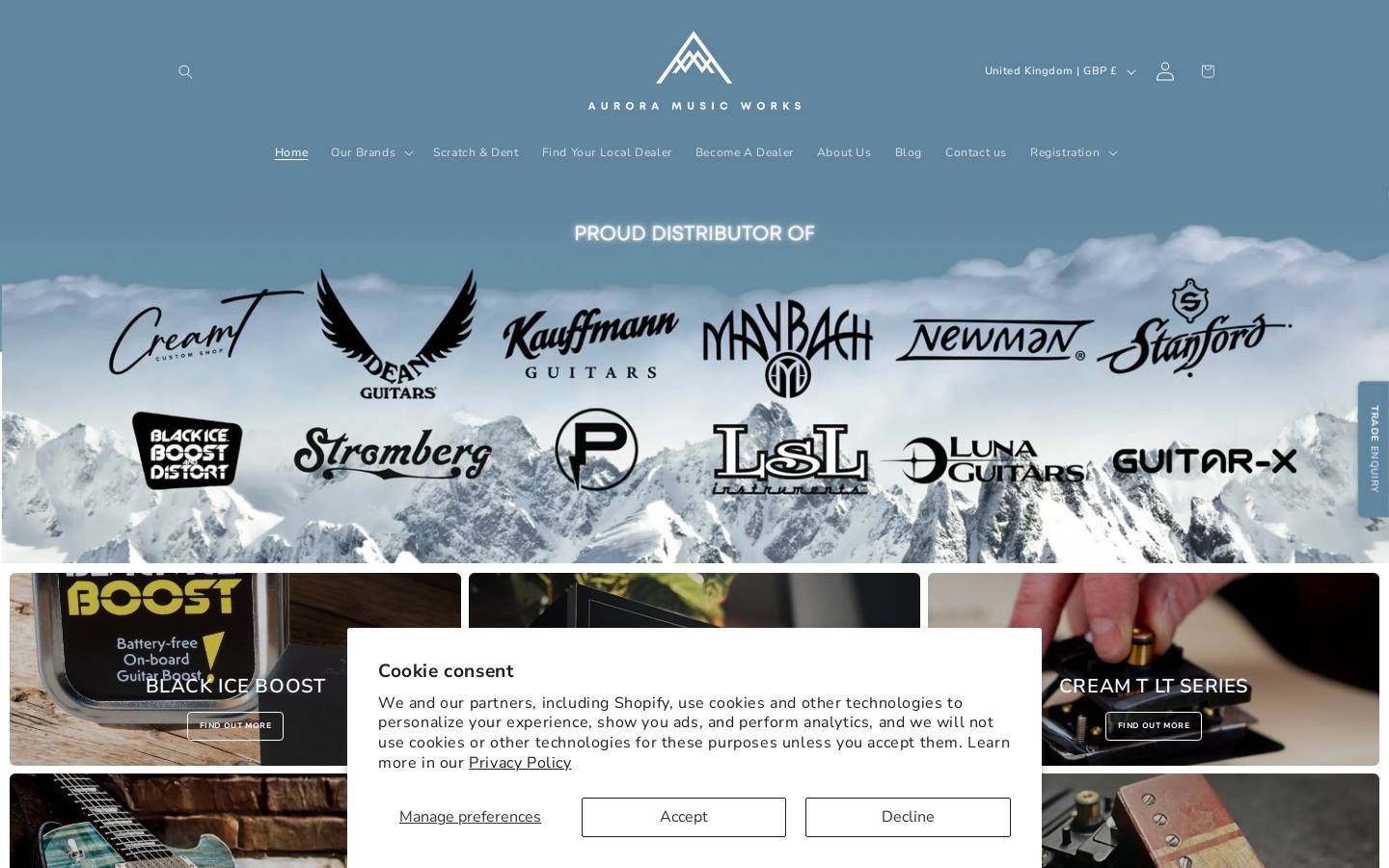 auroramusicworks.com homepage screenshot