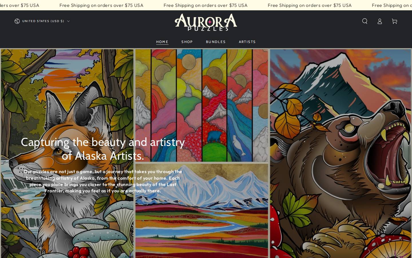 aurorapuzzles.com homepage screenshot
