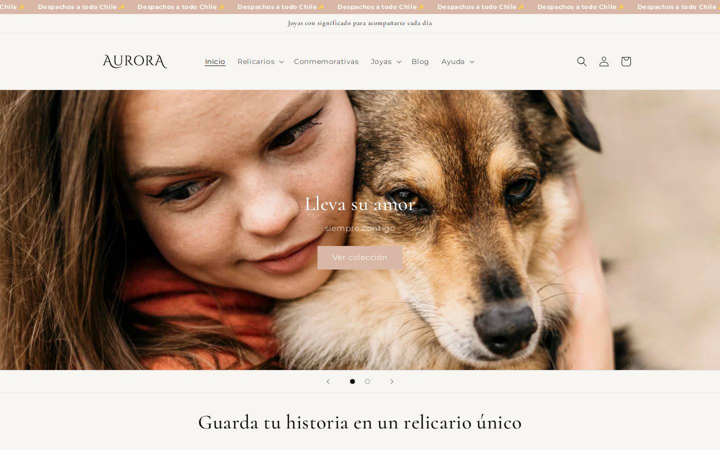 aurorashop.cl homepage screenshot
