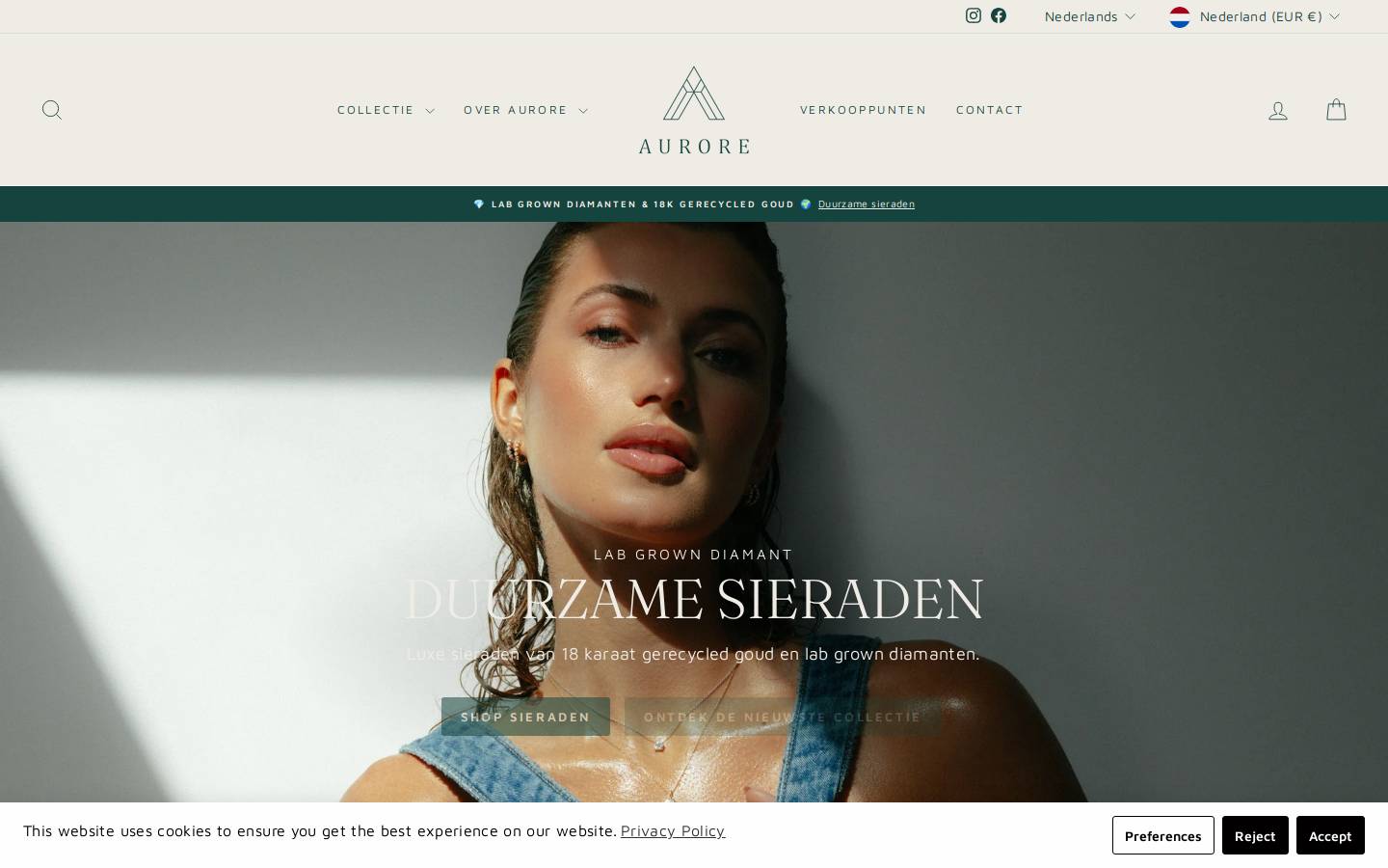 Aurore Jewelry homepage screenshot