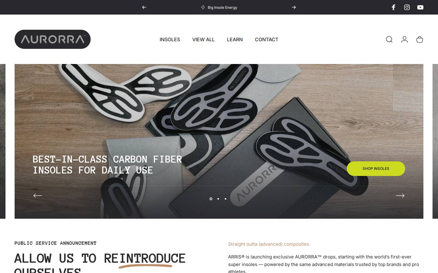 AURORRA By ARRIS homepage screenshot