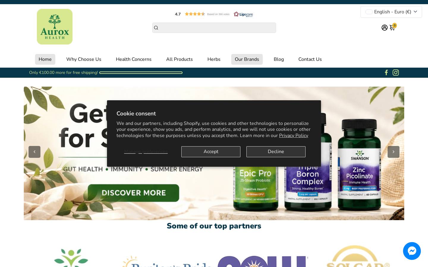 Aurox Health homepage screenshot