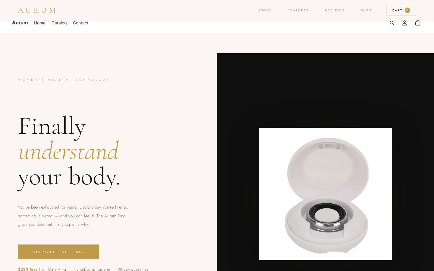 Aurum homepage screenshot