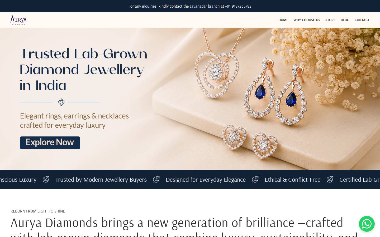 auryadiamonds.com homepage screenshot