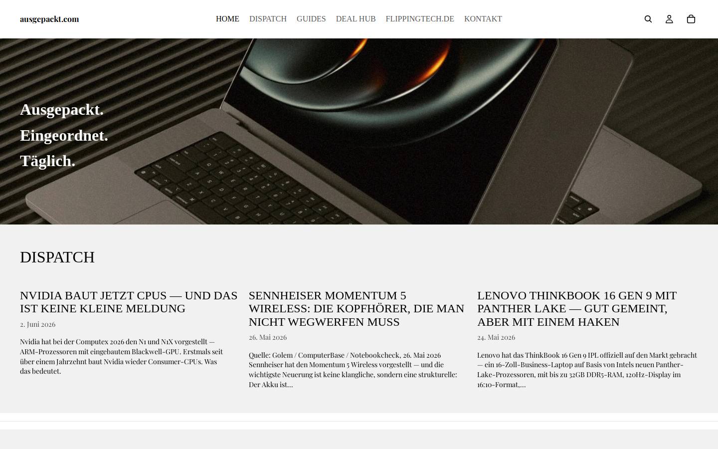 ausgepackt.com homepage screenshot