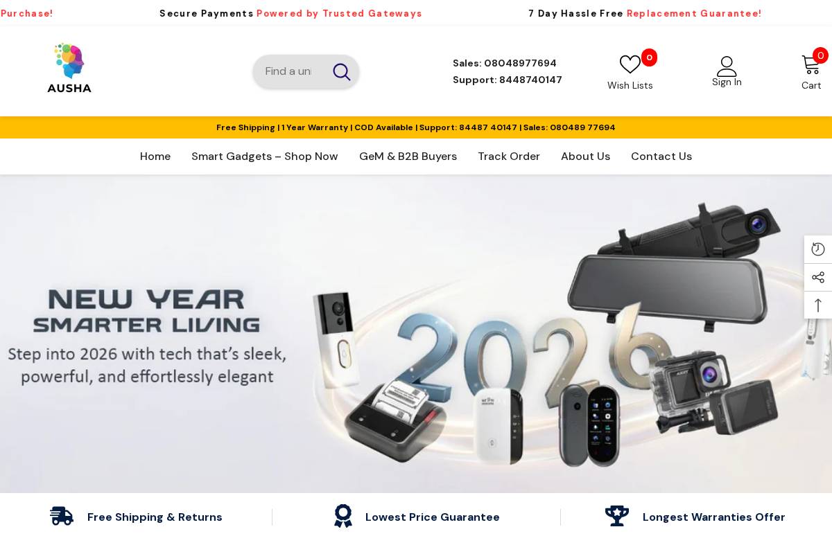 Ausha homepage screenshot