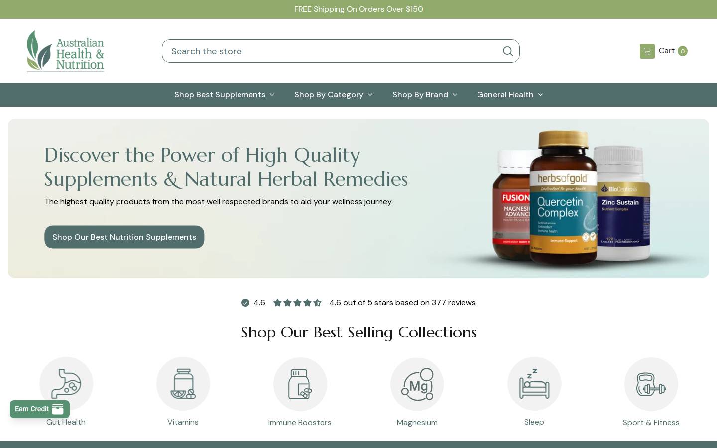 aushealthnutrition.com.au homepage screenshot