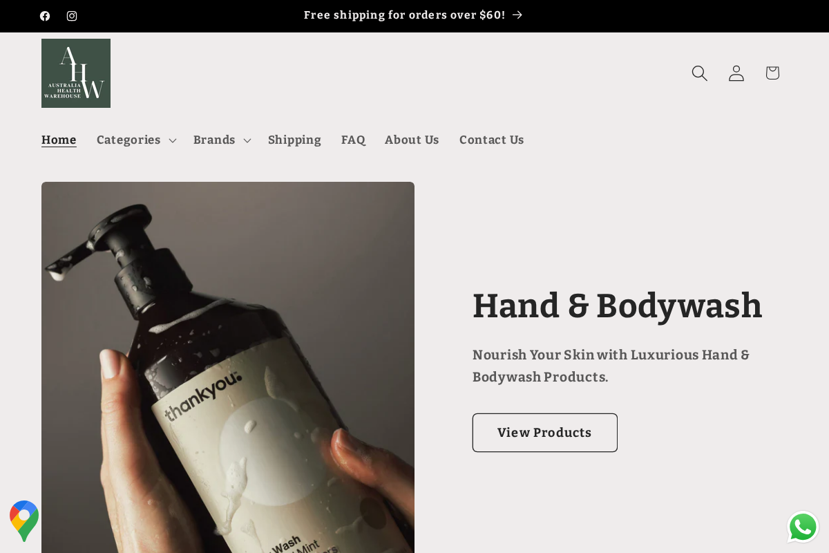 Australia Health Warehouse homepage screenshot