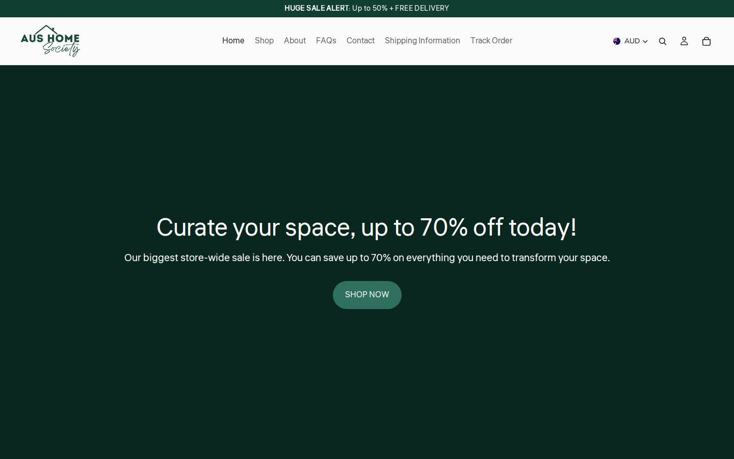 aushomesociety.com homepage screenshot