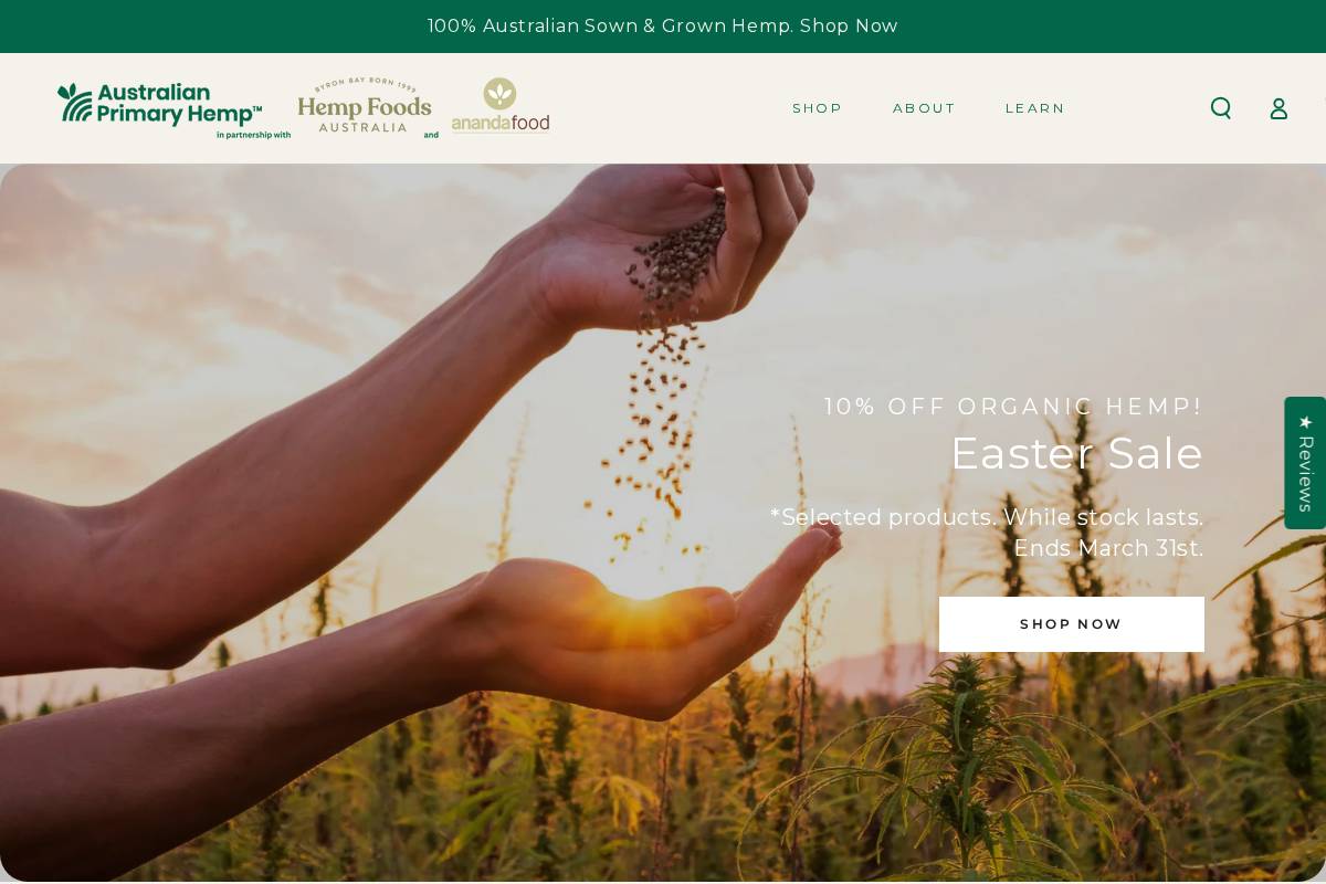 Australian Primary Hemp homepage screenshot