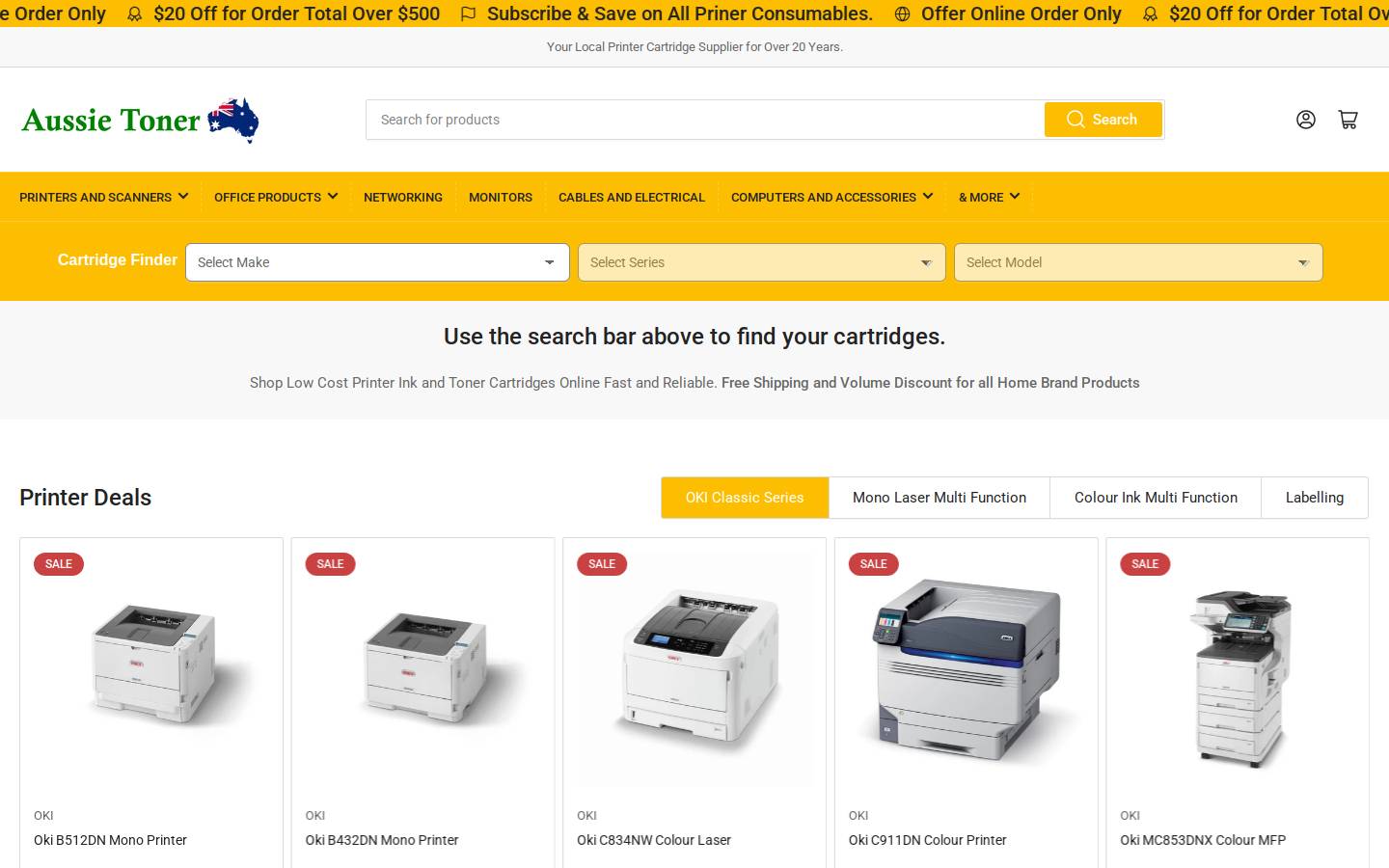aussie-toner.au homepage screenshot