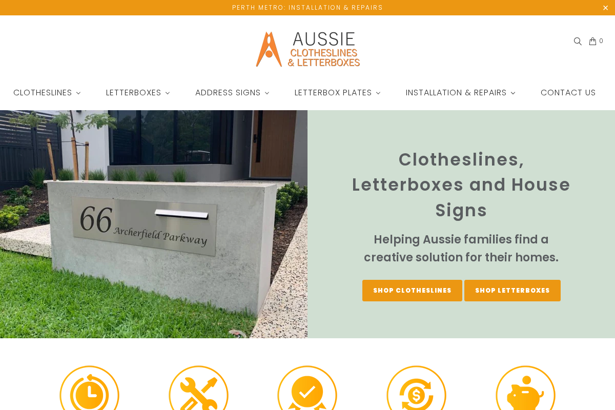 Aussie Clotheslines & Letterboxes homepage screenshot