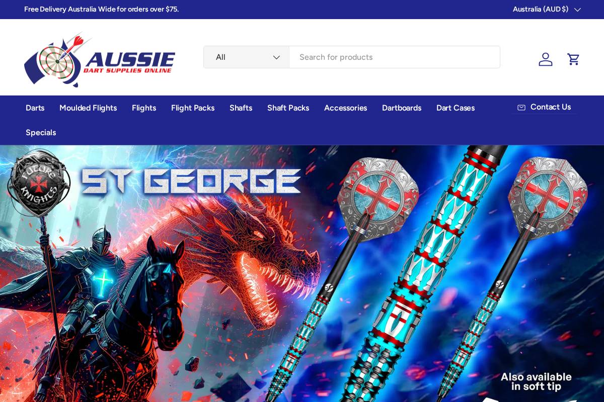 Aussie Dart Supplies Online homepage screenshot