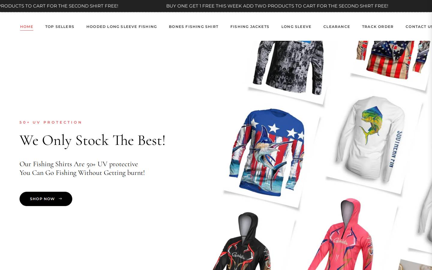 aussiefishingshirts.com homepage screenshot