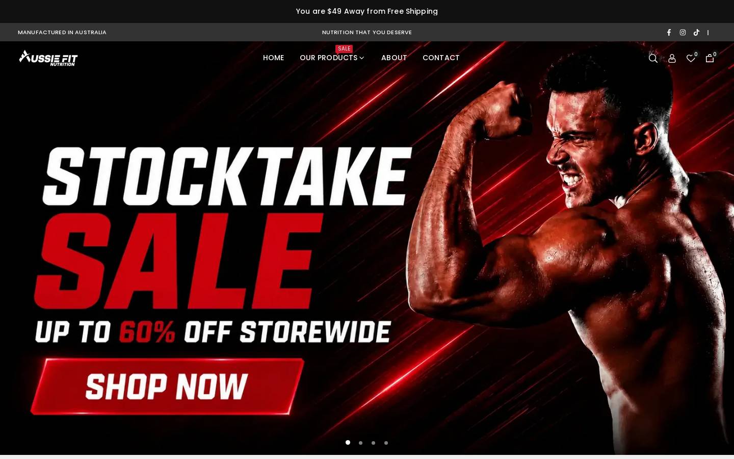 aussiefitnutrition.com homepage screenshot