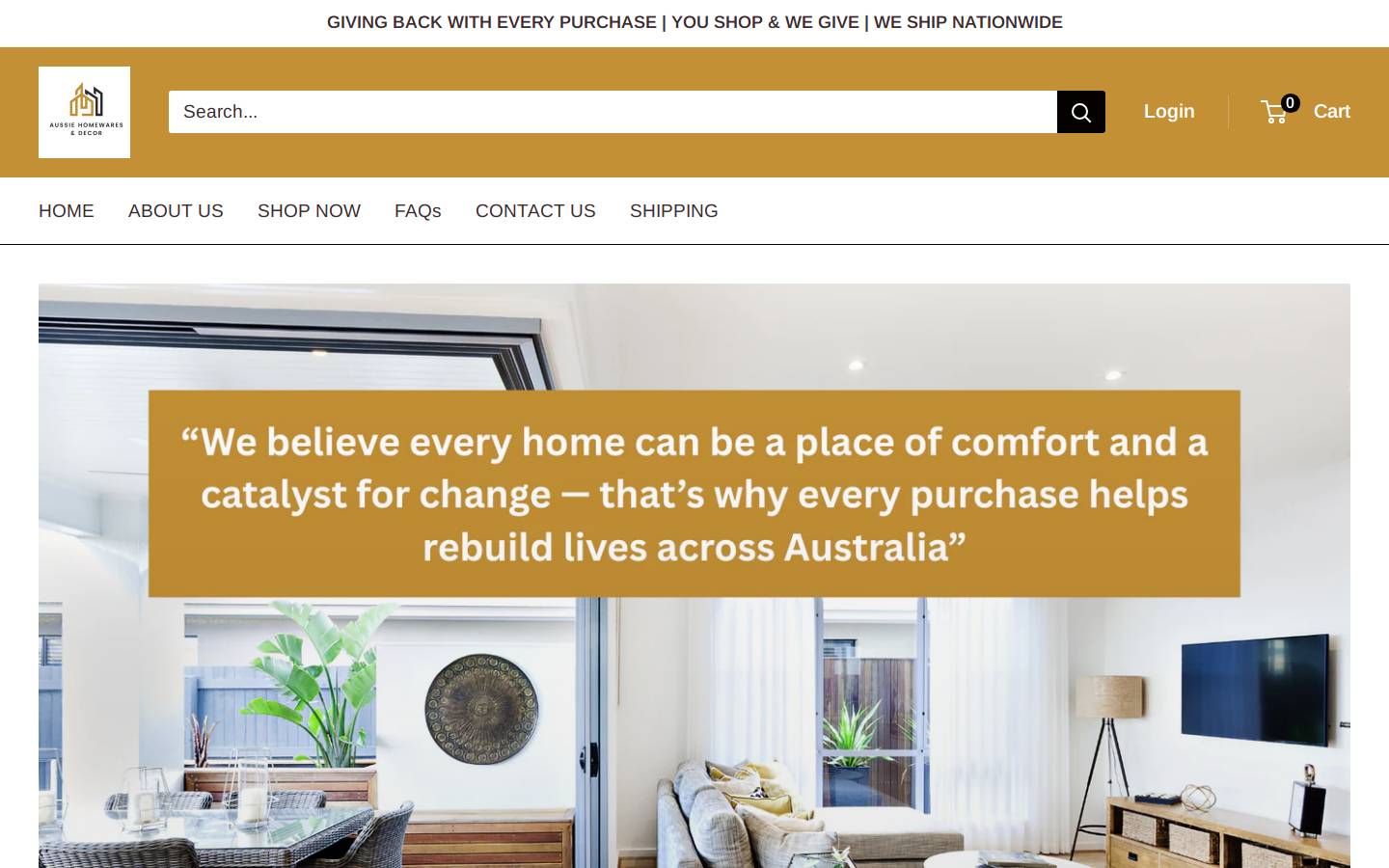 aussiehomewares.com.au homepage screenshot