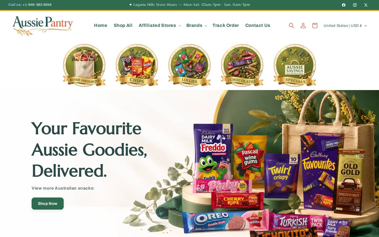 aussiepantry.com homepage screenshot