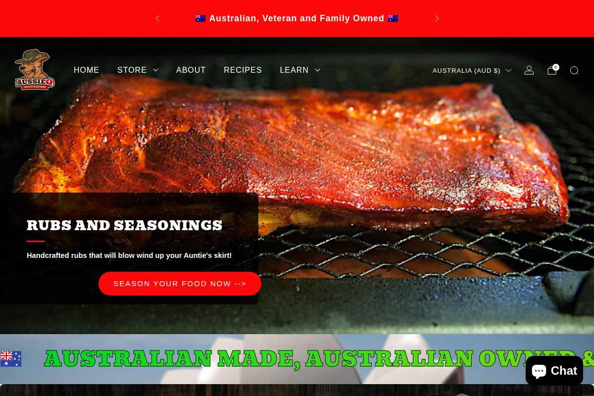 AUSSIEQ BBQ homepage screenshot