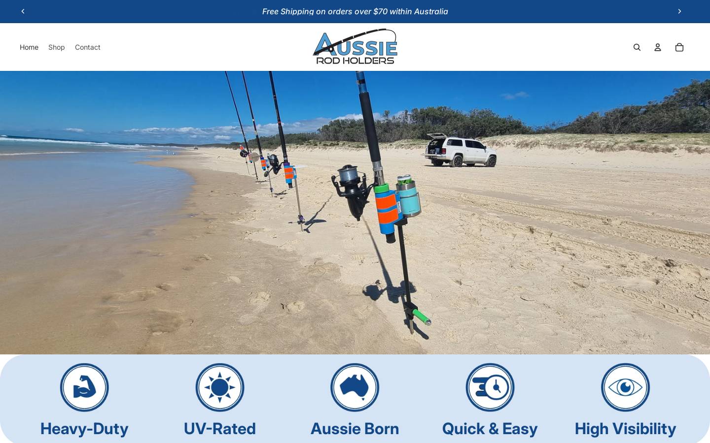 aussierodholders.com homepage screenshot