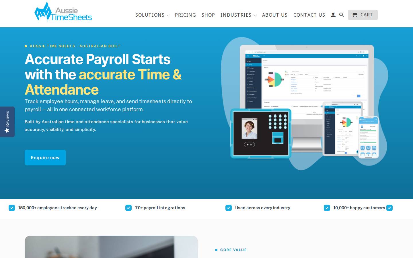 aussietimesheets.com.au homepage screenshot