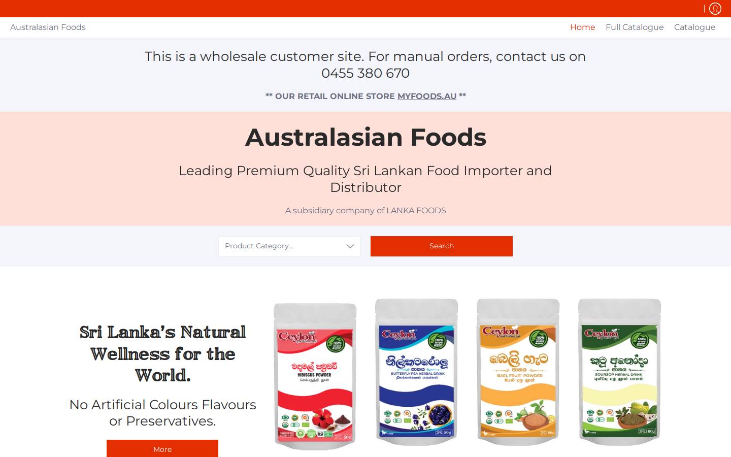 australasianfoods.com.au homepage screenshot
